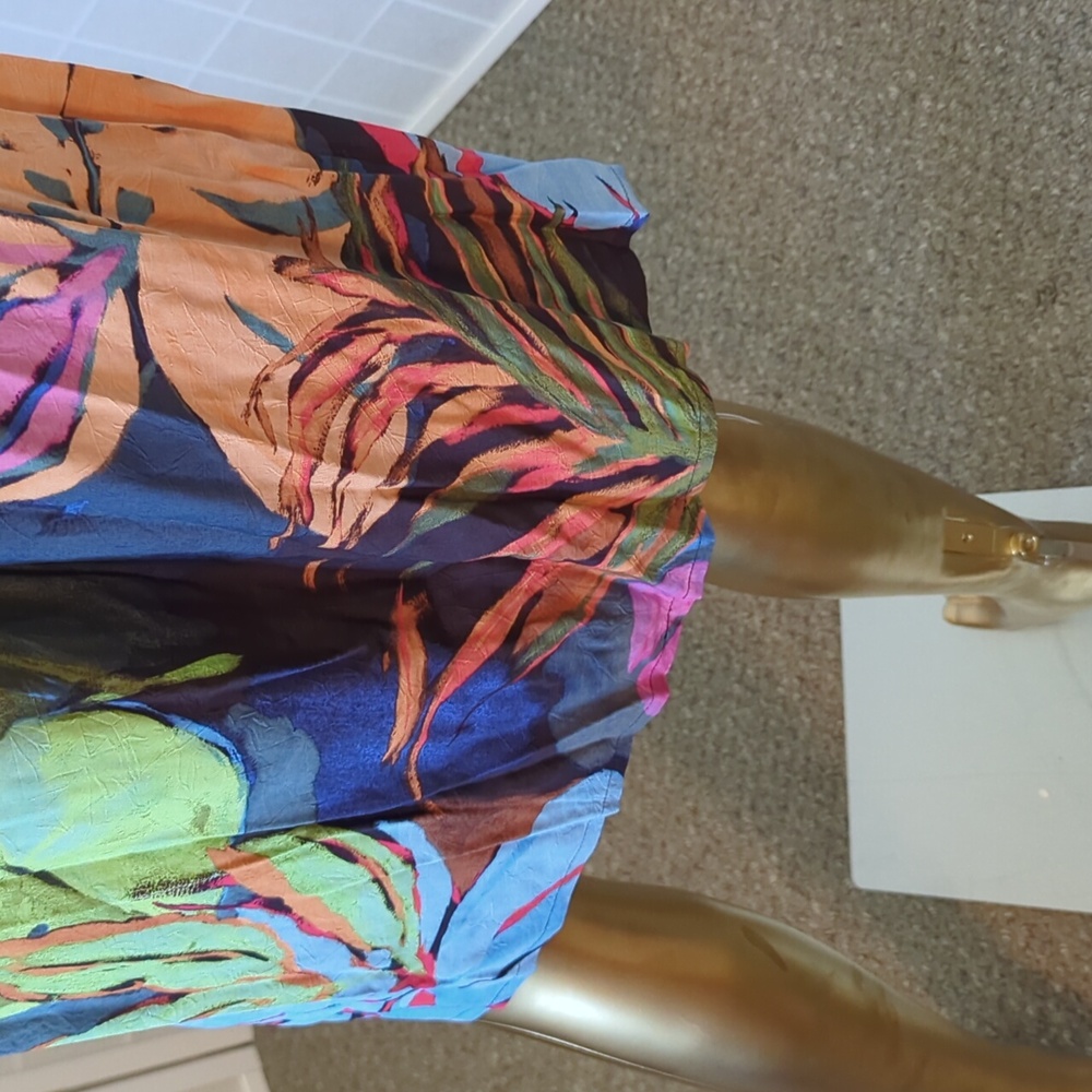 Jams World Tropical Print Sleeveless Dress — Navy with Multicolor Leaf Print - Picture 7 of 11